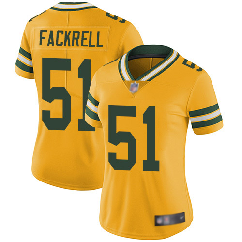 Women's Kyler Fackrell Gold Limited Football Jersey: Green Bay Packers #51 Rush Vapor Untouchable  Jersey