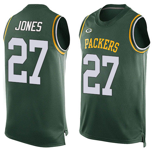 Men's Josh Jones Green Limited Football Jersey: Green Bay Packers #27 Player Name & Number Tank Top  Jersey