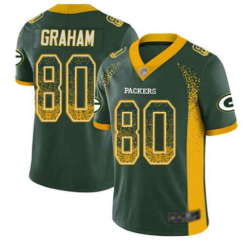 Men's Jimmy Graham Green Limited Football Jersey: Green Bay Packers #80 Rush Drift Fashion  Jersey