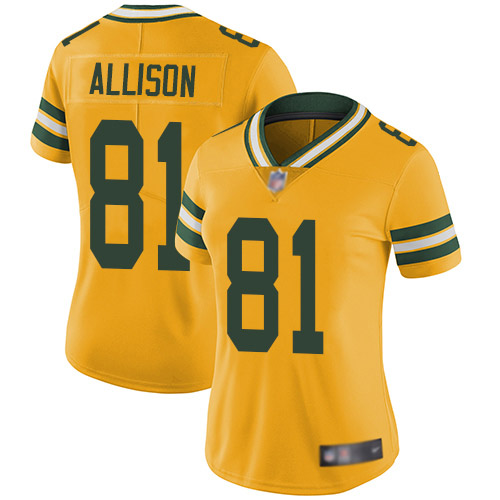 Women's Geronimo Allison Gold Limited Football Jersey: Green Bay Packers #81 Rush Vapor Untouchable  Jersey