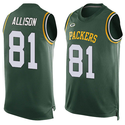 Men's Geronimo Allison Green Limited Football Jersey: Green Bay Packers #81 Player Name & Number Tank Top  Jersey