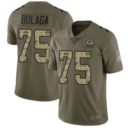 Men's Bryan Bulaga Olive/Camo Limited Football Jersey: Green Bay Packers #75 2017 Salute to Service  Jersey