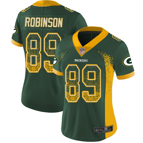 Women's Dave Robinson Green Limited Football Jersey: Green Bay Packers #89 Rush Drift Fashion  Jersey