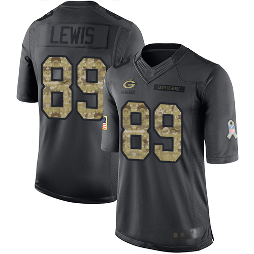 Youth Marcedes Lewis Black Limited Football Jersey: Green Bay Packers #89 2016 Salute to Service  Jersey