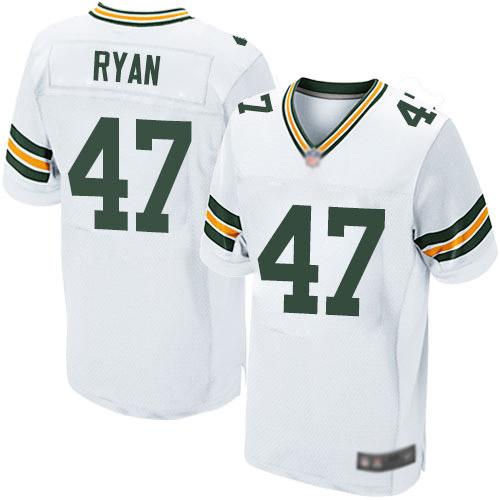 Men's Jake Ryan White Road Elite Football Jersey: Green Bay Packers #47  Jersey