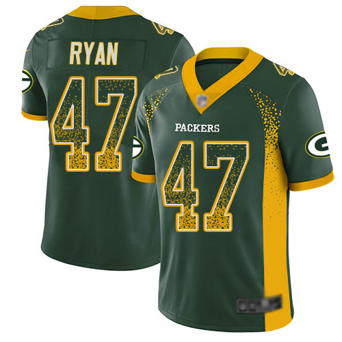 Men's Jake Ryan Green Limited Football Jersey: Green Bay Packers #47 Rush Drift Fashion  Jersey
