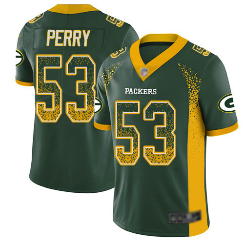 Men's Nick Perry Green Limited Football Jersey: Green Bay Packers #53 Rush Drift Fashion  Jersey