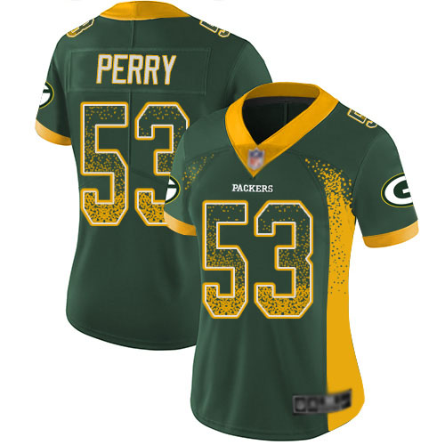 Women's Nick Perry Green Limited Football Jersey: Green Bay Packers #53 Rush Drift Fashion  Jersey