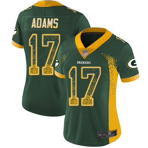 Women's Davante Adams Green Limited Football Jersey: Green Bay Packers #17 Rush Drift Fashion  Jersey