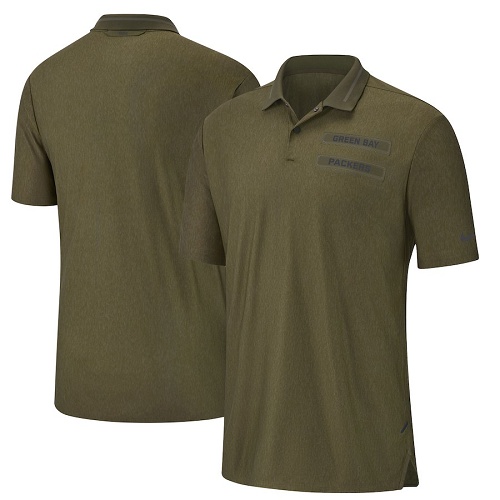 Football Men's Green Bay Packers  Olive Salute to Service Sideline Polo T-Shirt