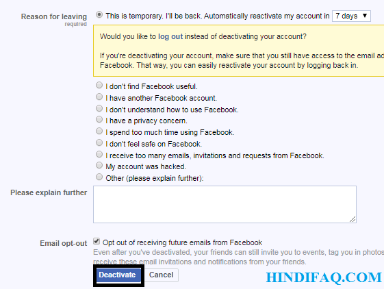how to close facebook account forever