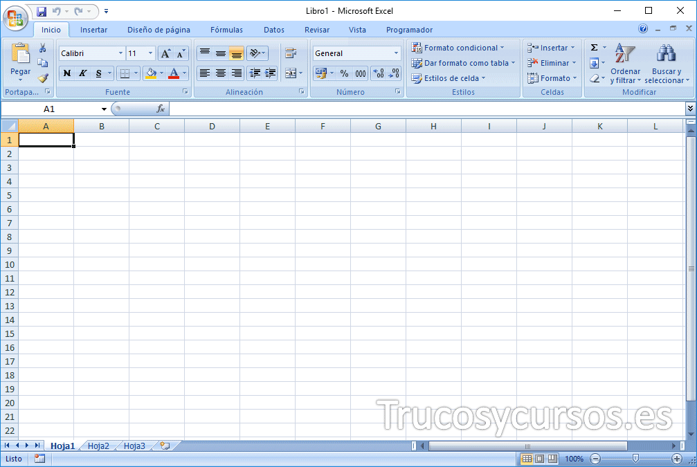 Entorno del programa Microsoft Excel 12.0 (Excel 2007)