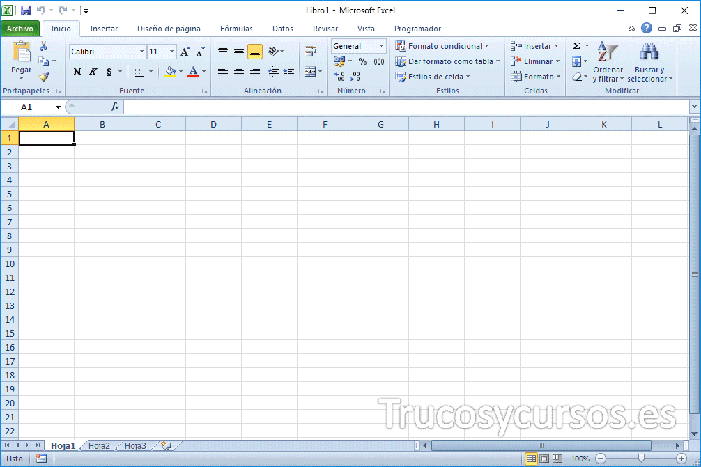 Entorno del programa Microsoft Excel 14.0 (Excel 2010)