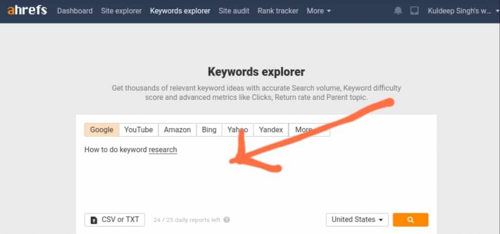 Keyword research with ahrefs