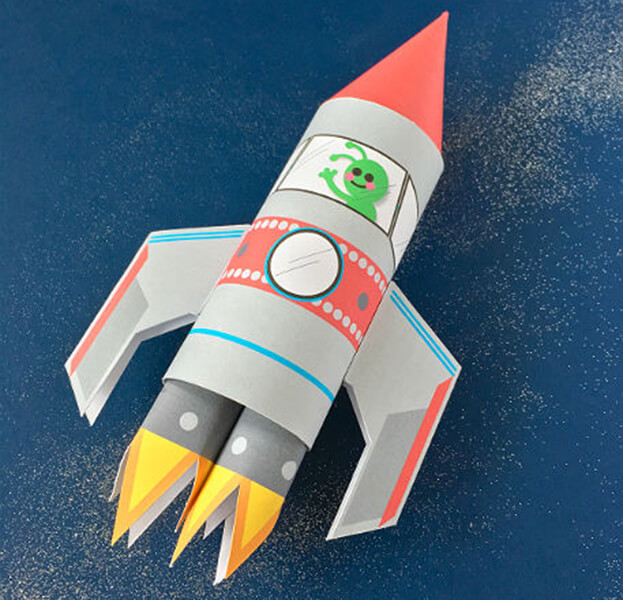 Объемная ракета из бумаги своими руками для детей шаблоны аппликация.
