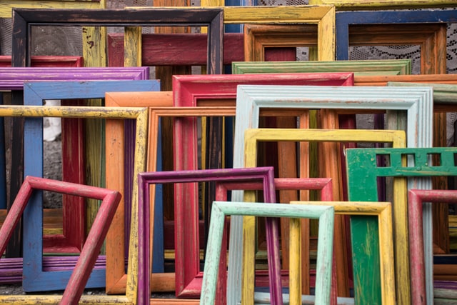DIY old frames in vivid colours