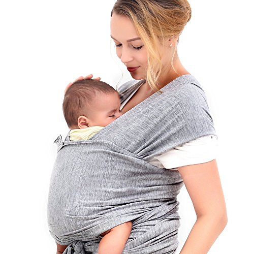 Innoo Tech Baby Sling Carrier Natural Cotton Nursing Baby Wrap Suitable for Newborns to 35 lbs Breastfeeding Sling Baby Holder Soft Safe and Comfortable Nice Baby Shower Gift Gray