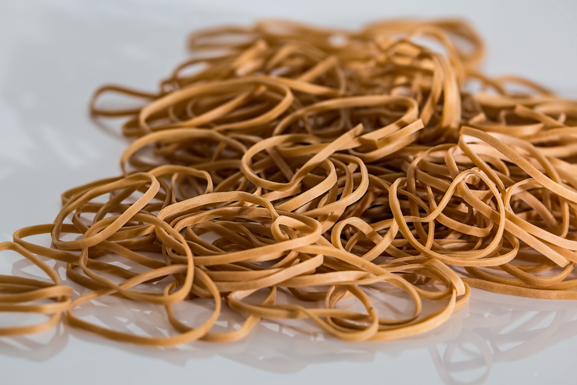 scattered brown rubber bands