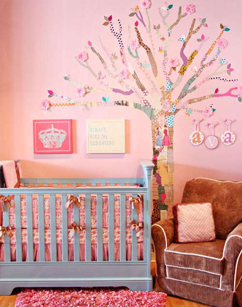 Decoupage tree baby room