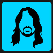 blue square man with long hair quiz