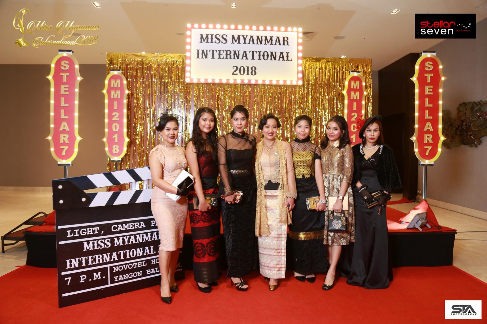 Myo Radanar Htaik, the daughter-in-law of Myanmar army chief Min Aung Hlaing, (4th from left) is the owner of Stellar Seven Entertainment Company. 