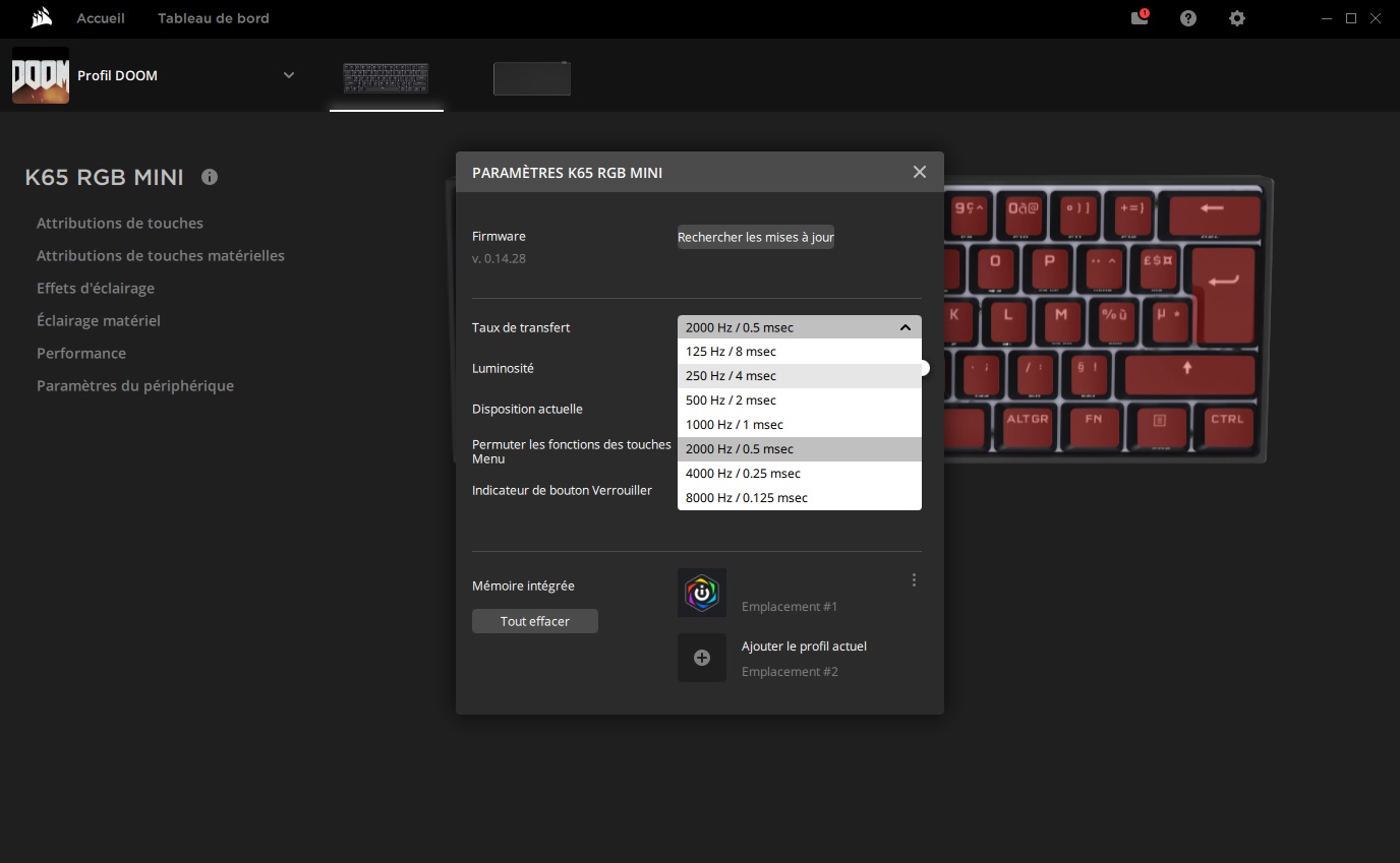On crée un profil Doom Eternal sur le clavier Corsair K65 RGB Mini