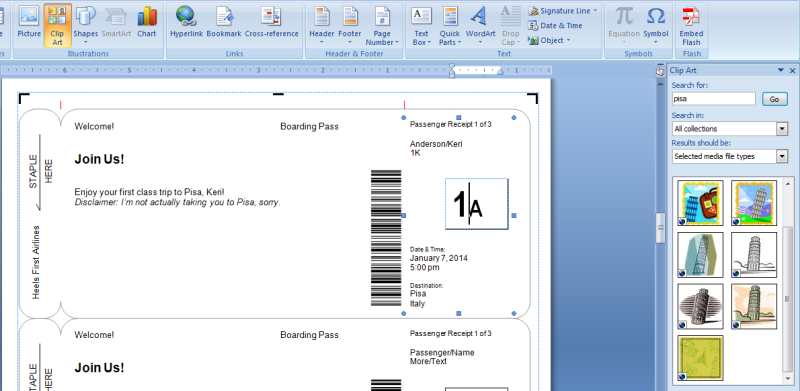 boarding pass template