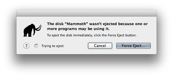 The disk "Mammtoh" wasn't ejected because one or more programs...