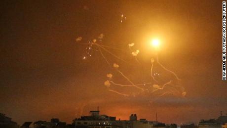 Israel&#39;s Iron Dome anti-missile system fires interceptor missiles.
