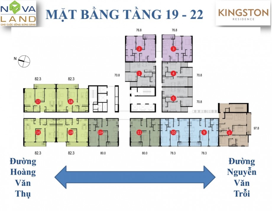 Mặt bằng căn hộ Kingston tầng 19 – 22