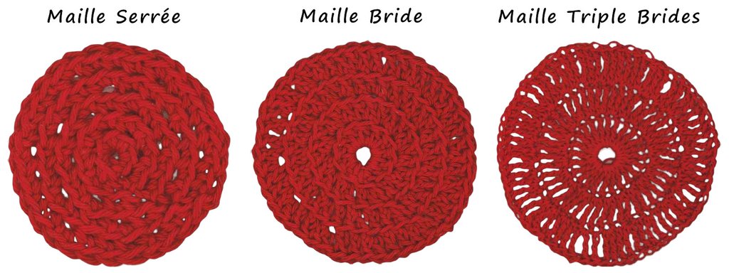 exemples de rond en crochet avec différentes mailles
