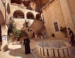 دير القديسة تقلا البطريركي في معلولا المدمر بفعل الارهاب التكفيري بعد اعادة ترميمه