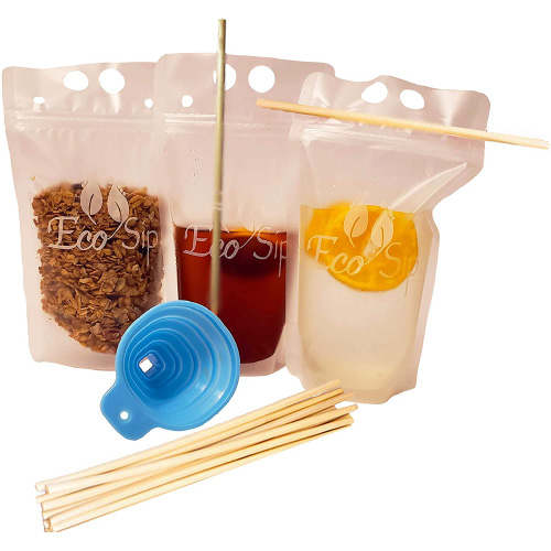 Biodegradable Disposable Drink Pouches by EcoSip