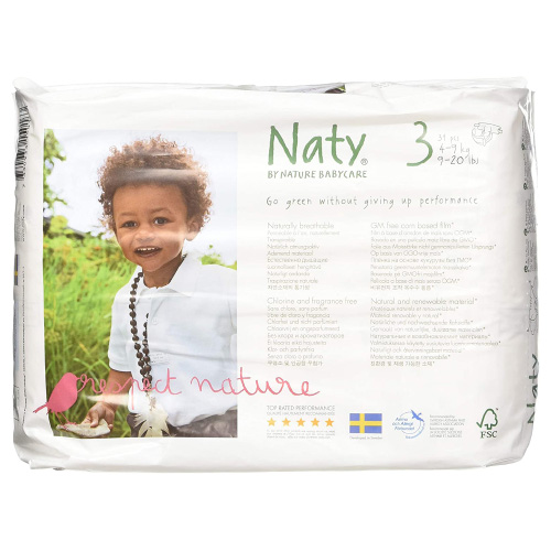 Naty by Nature Babycare Eco-Friendly Premium Disposable Diapers for Sensitive Skin