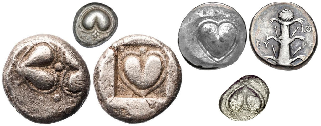 pièces de monnaie de Cyrène avec grain de silphium