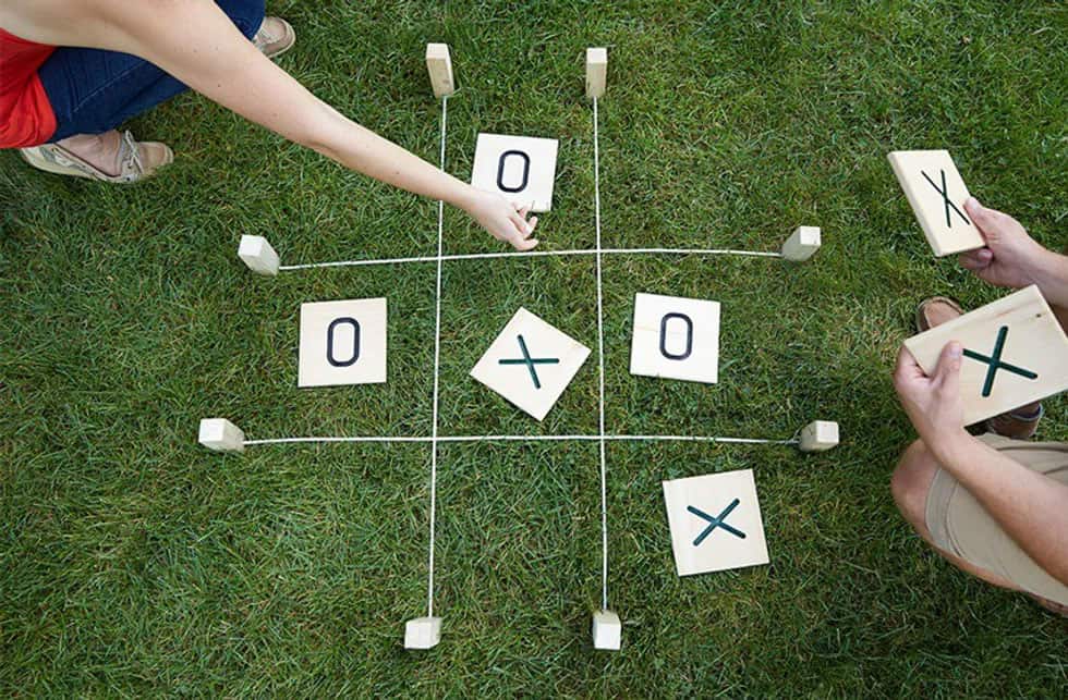giant tic tac toe on the grass