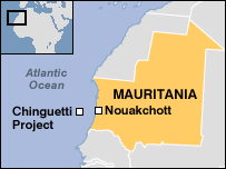 Map showing location of the Chinguetti oil development
