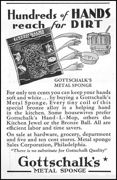 GOTTSCHALK'S METAL SPONGE
GOOD HOUSEKEEPING
12/01/1934
p. 160