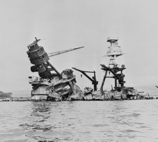 Image of USS Arizona sinking
