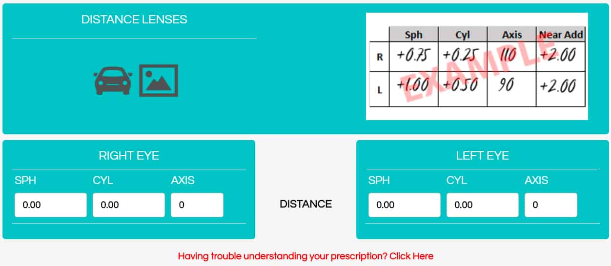 Distance prescription layout
