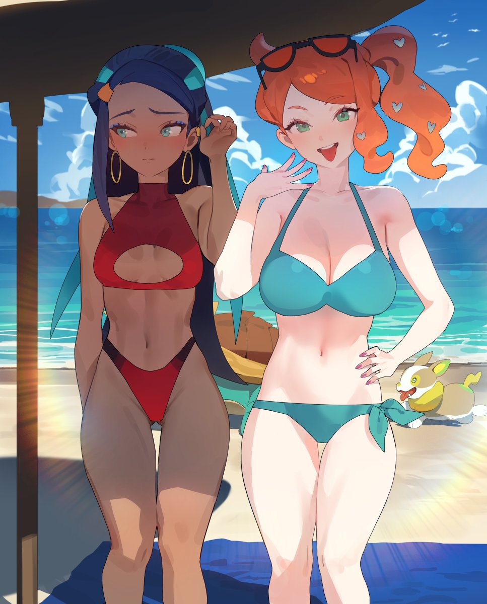 Sonia and Nessa go to the beach (Hood)  | Anime Hentai