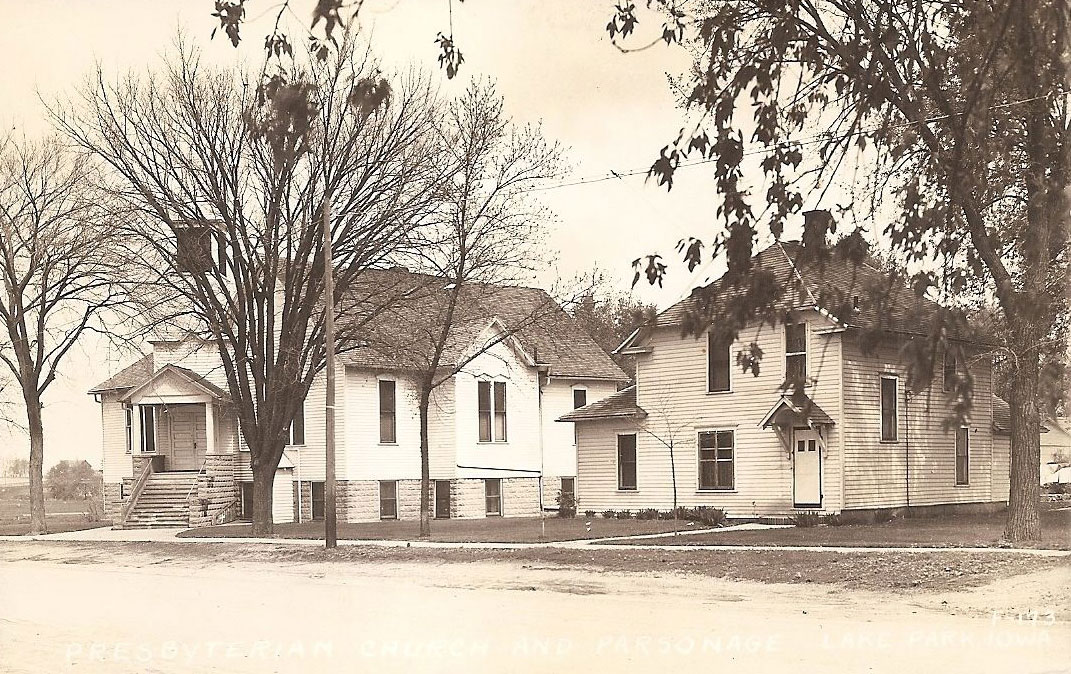The original Presbyterian Church building and manse.