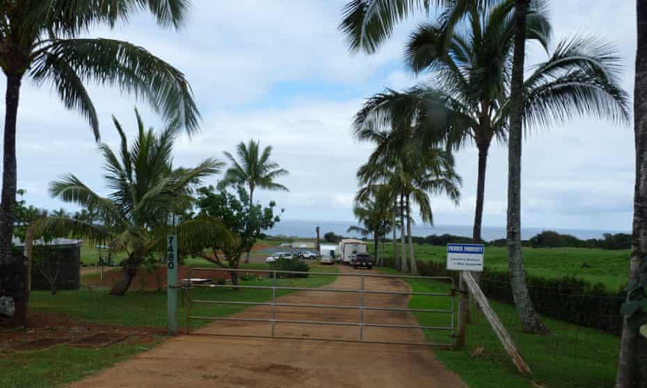 The road into Facebook CEO Mark Zuckerberg’s 700-acre estate on Kauai, the center of hundreds of ‘quiet-title’ suits against Hawaiians over land.