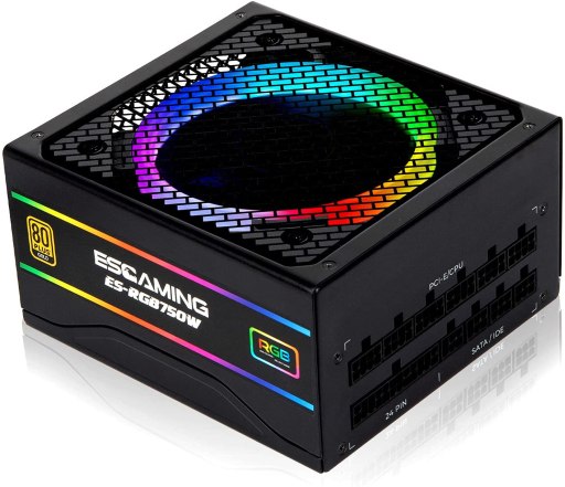 ESGAMING RGB Power Supply 750W, Computer Power Supplies Fully Modular