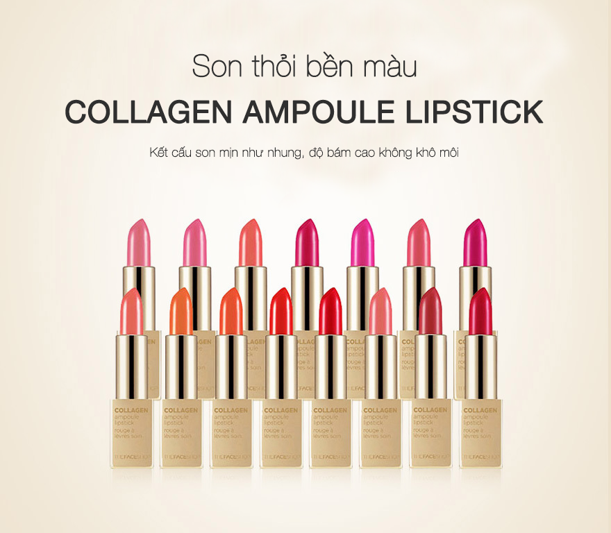 Son Thỏi Collagen Ampoule Lipstick The Face Shop #06 Pink Bella