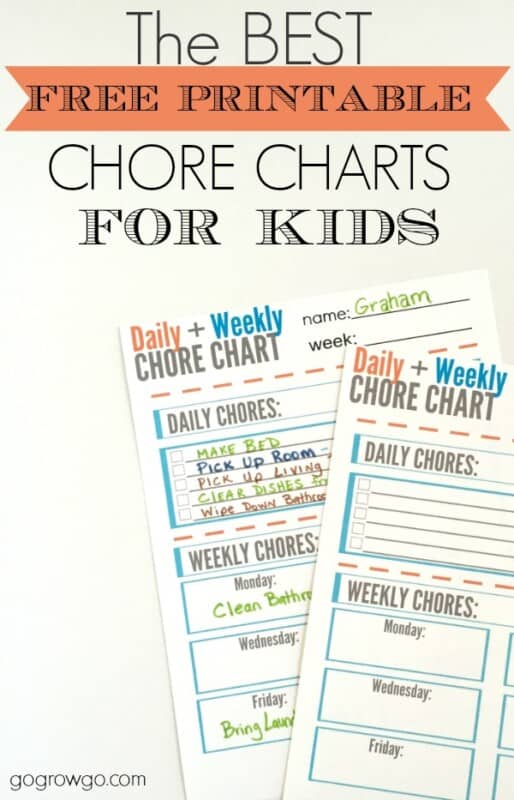 daily weekly printable chore chart