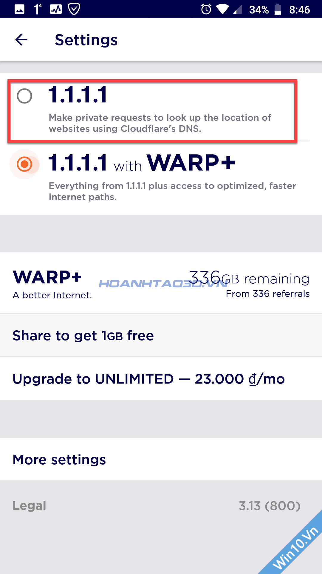 Cách tăng dung lượng (data) WARP+ 1.1.1.1 VPN