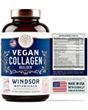 Vegan Collagen Supplement Builder Tablets - Plant-Based Collagen for Women and Men by Windsor Botanicals - Smoothes Wrinkles, Strengthens Skin, Hair, Nails, and Joints - 30 Non-GMO Collagen Pills