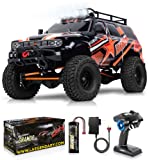 LAEGENDARY RC Crawler - 4x4 Offroad Crawler Remote Control Truck for Adults and Kids - RC Car, RC Rock Crawler, Fast Speed, Electric, Hobby Grade Car - 1:10 Scale, Brushed, Red - Orange