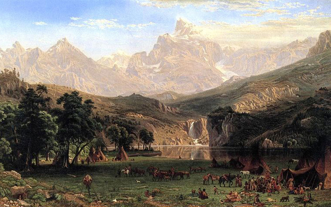 Albert Bierstadt - Rocky Mountains, Lander's Peak with Shoshone Indian encampment, Courtesy of Metropolitan Museum of Art, New York, 1863.